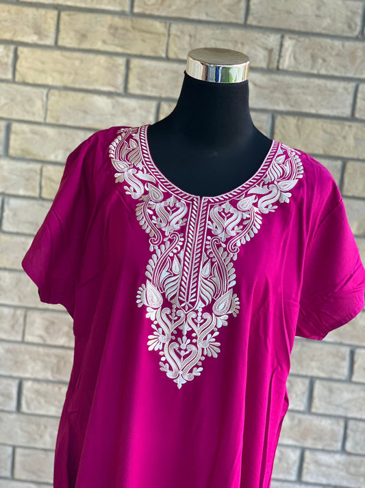 Comfy, breathable, stylish. The lounge wear that you need in your closet. Made with premium fabric, and embroidery on the front.  Material: Premium Cotton  Size chart provided (in inches)  Collection: Aminah Collection 2023  Colour may look different due to screen resolution.