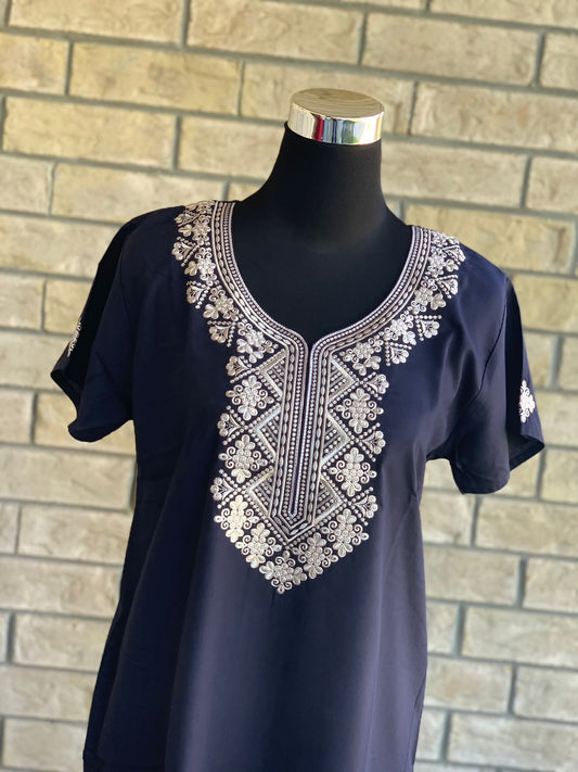 Comfy, breathable, stylish. The lounge wear that you need in your closet. Made with premium fabric, and embroidery on the front.  Material: Premium Cotton  Size chart provided (in inches)  Collection: Safiya Collection 2023  Colour may look different due to screen resolution.