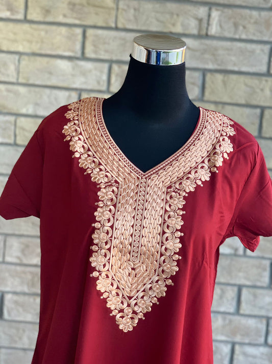 Maheen Kaftan Maroon