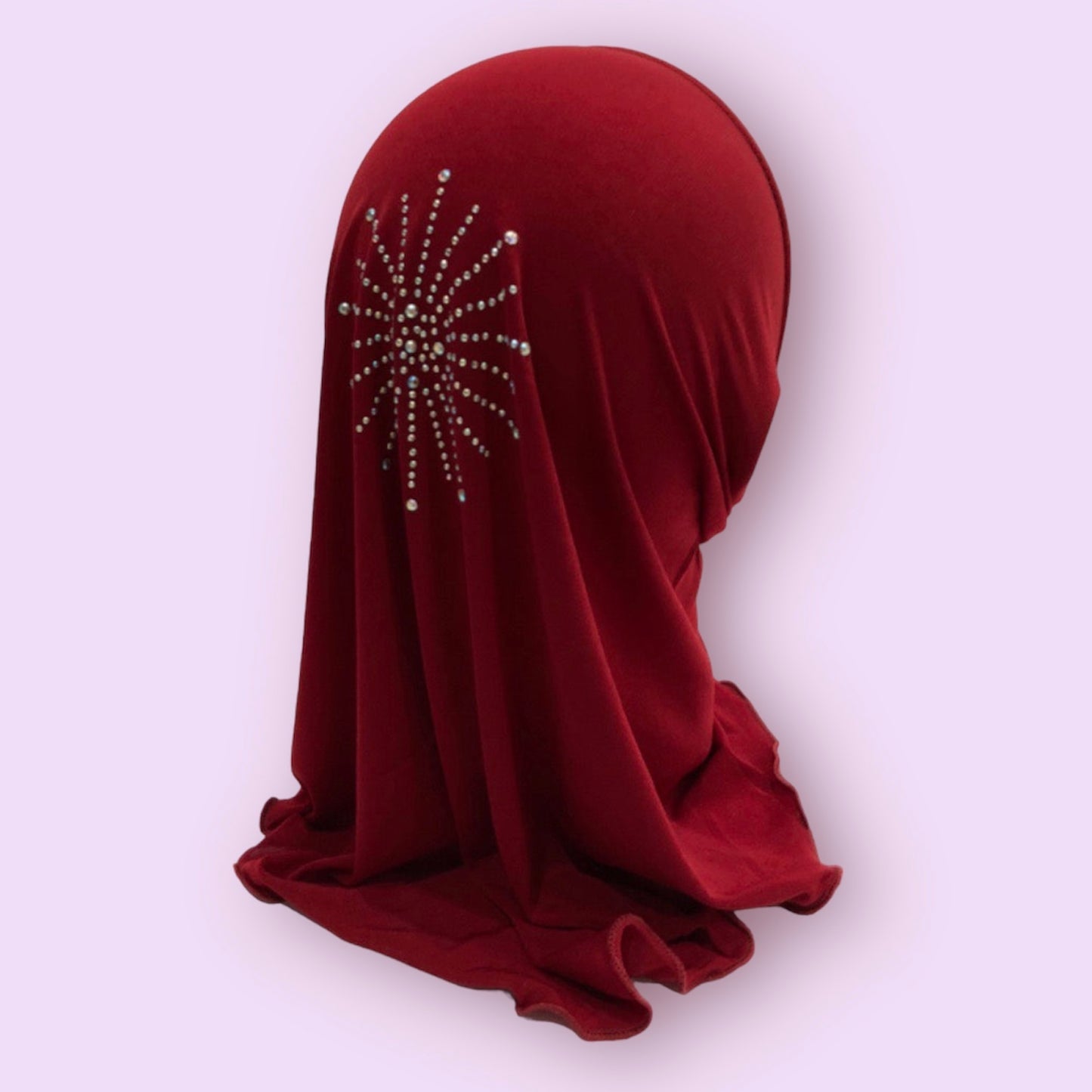 Maroon Stonework Kids Hijab Small