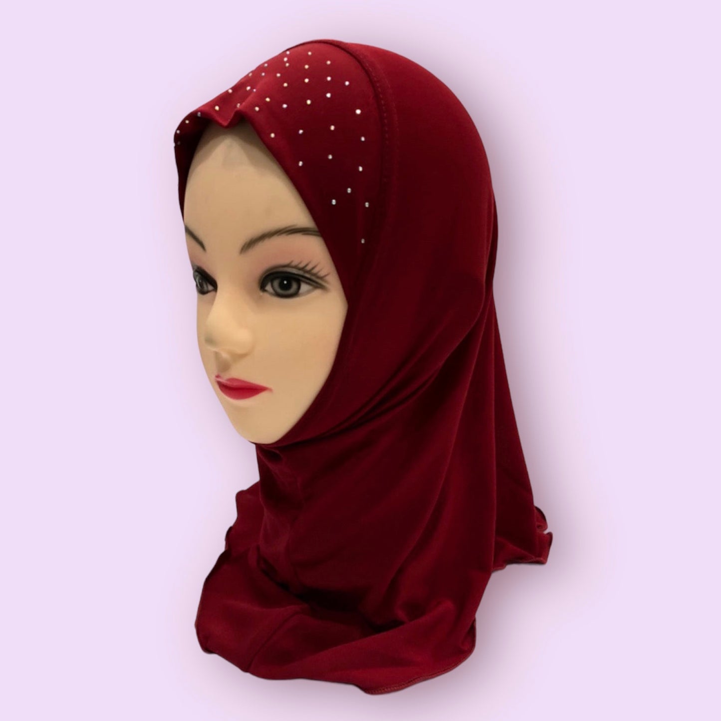 Maroon Stonework Kids Hijab Small